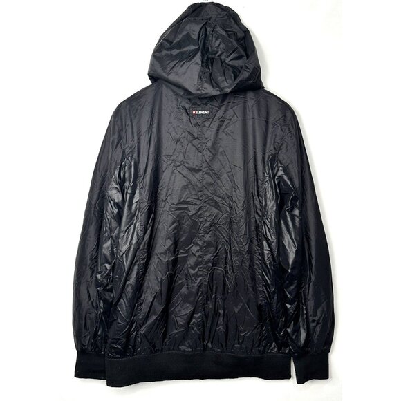 Element Mens Jacket Windbreaker Full Zip Mesh Lined Hooded Zip Pockets Black L - Picture 2 of 14